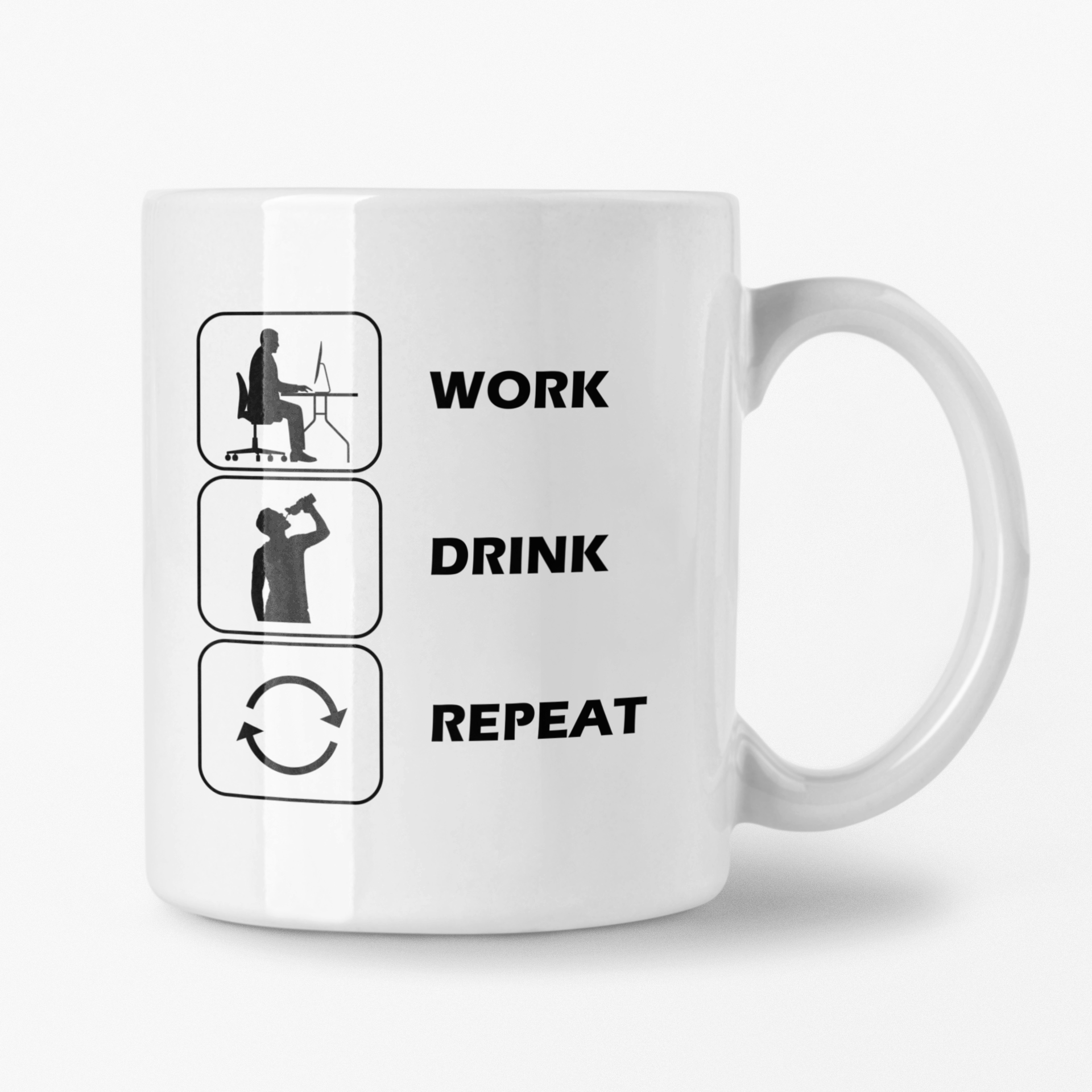 Hrnček s potlačou Work,drink,repeat