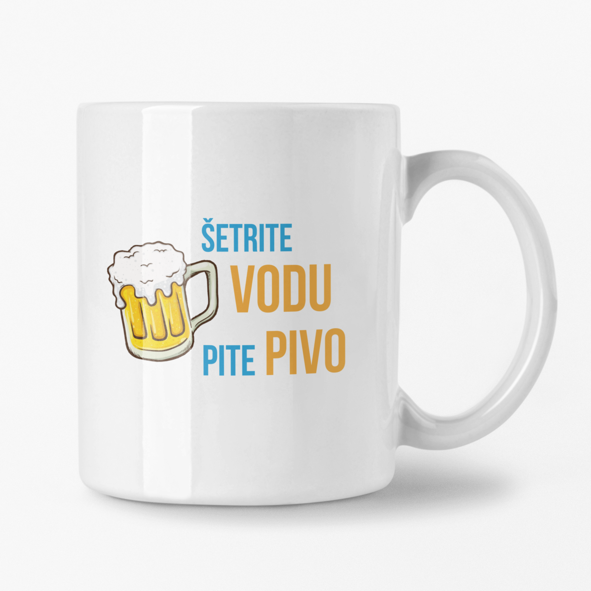 Hrnček s potlačou Šetrite vodu pite pivo
