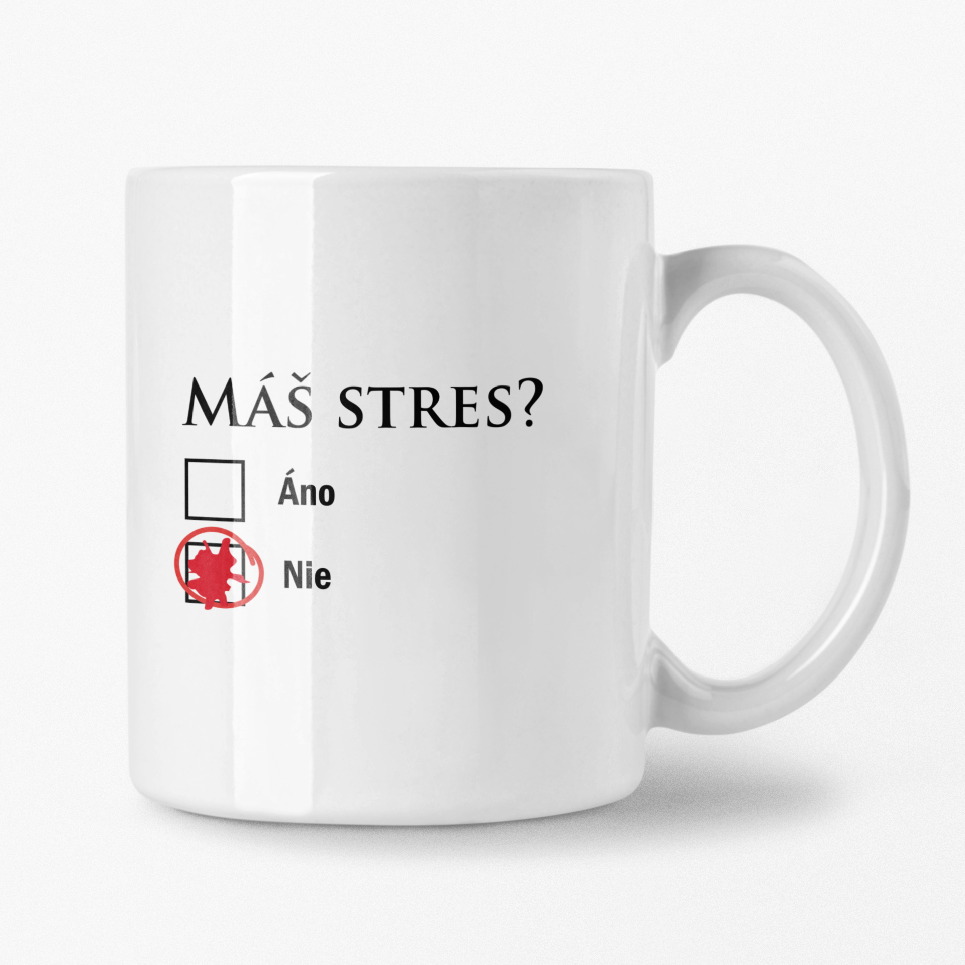 Hrnček s potlačou Máš stres?