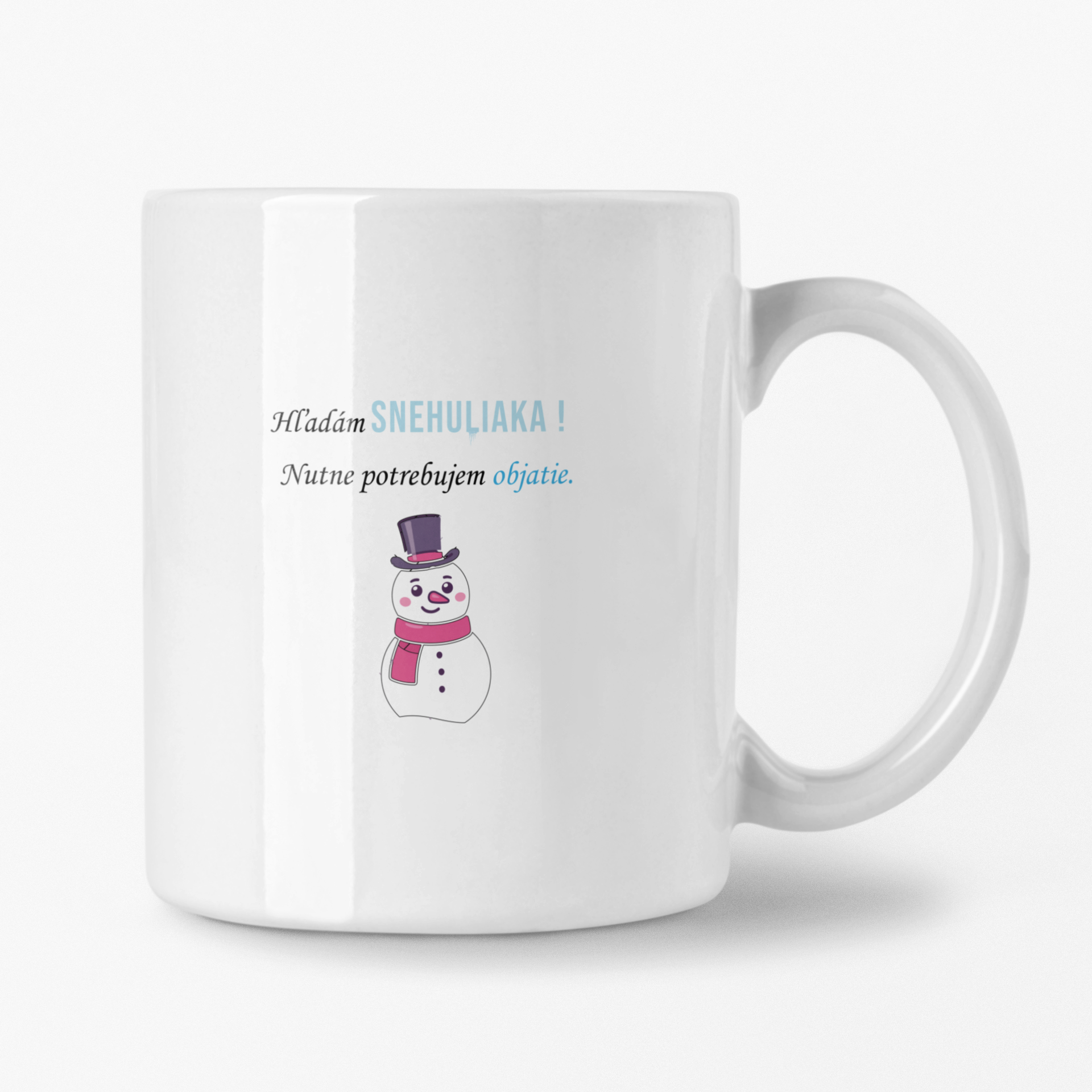 Hrnček s potlačou Hľadám snehuliaka