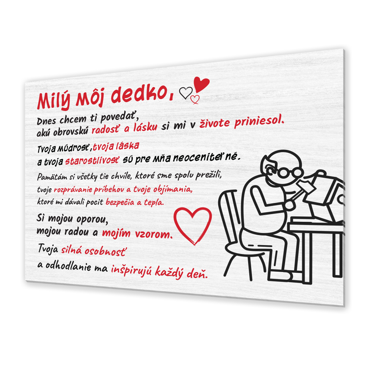 Poďakovanie dedkovi - tabuľka s potlačou