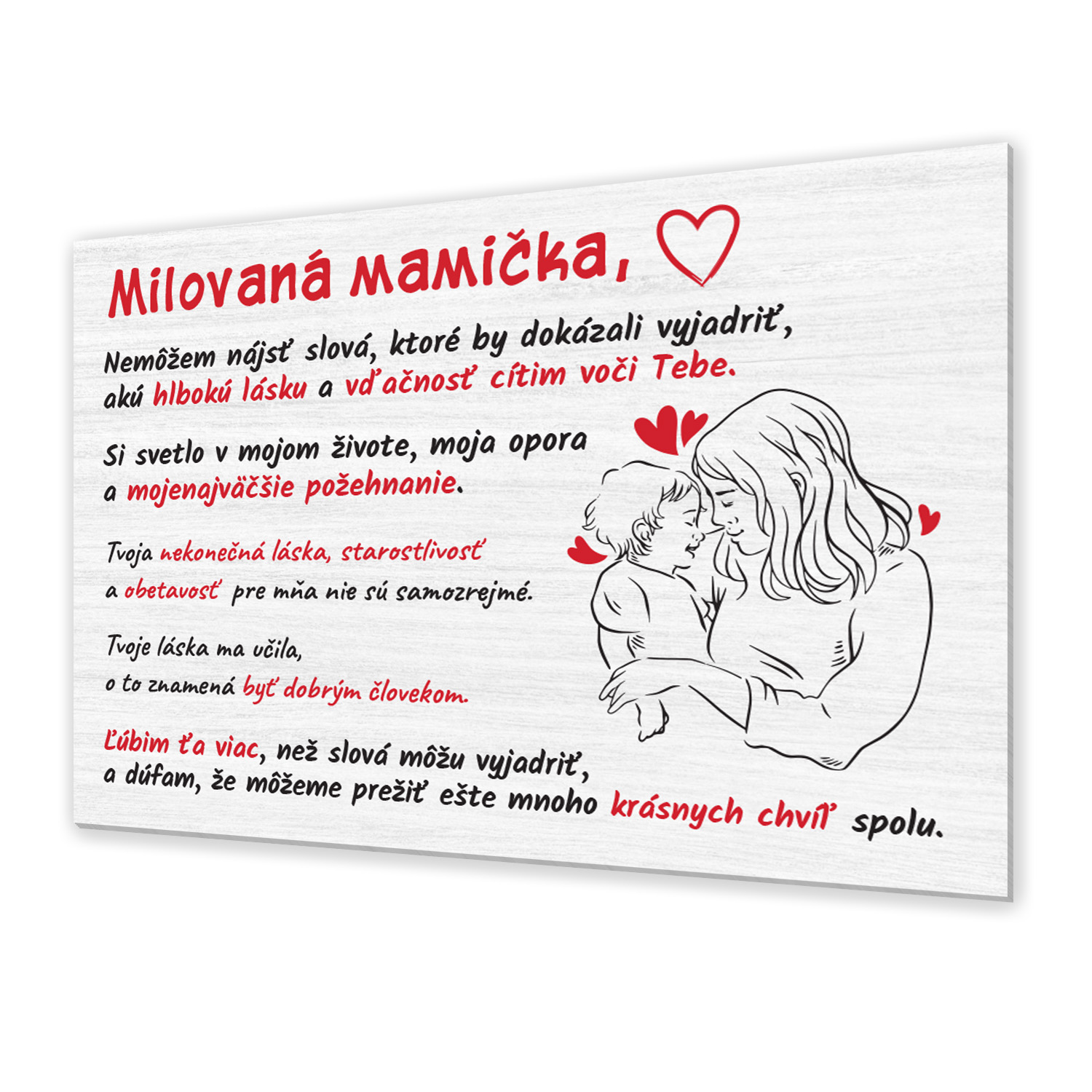 Poďakovanie mamičke - tabuľka s potlačou