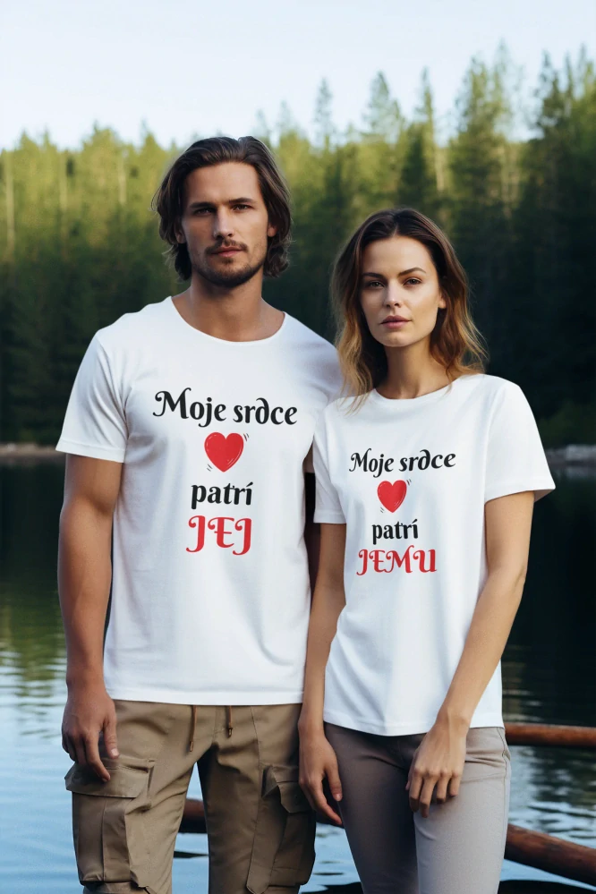 Set párové tričká s potlačou Moje srdce patrí JEJ/Moje srdce patrí JEMU