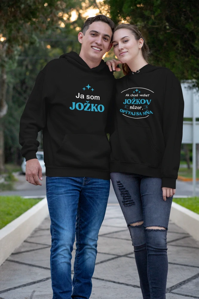 Set párové mikiny s potlačou Ja som *MENO*/Ak chceš vedieť *MENO* názor, opýtaj sa mňa