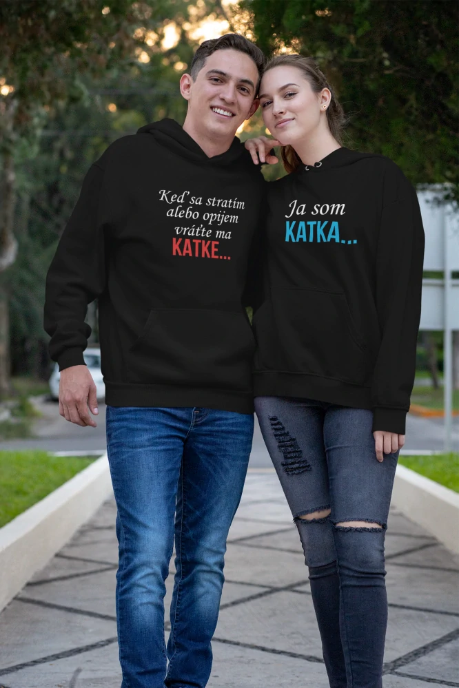 Set párové mikiny s potlačou Keď sa stratím alebo opijem, vráťte ma *MENO*/Ja som *MENO* na želanie