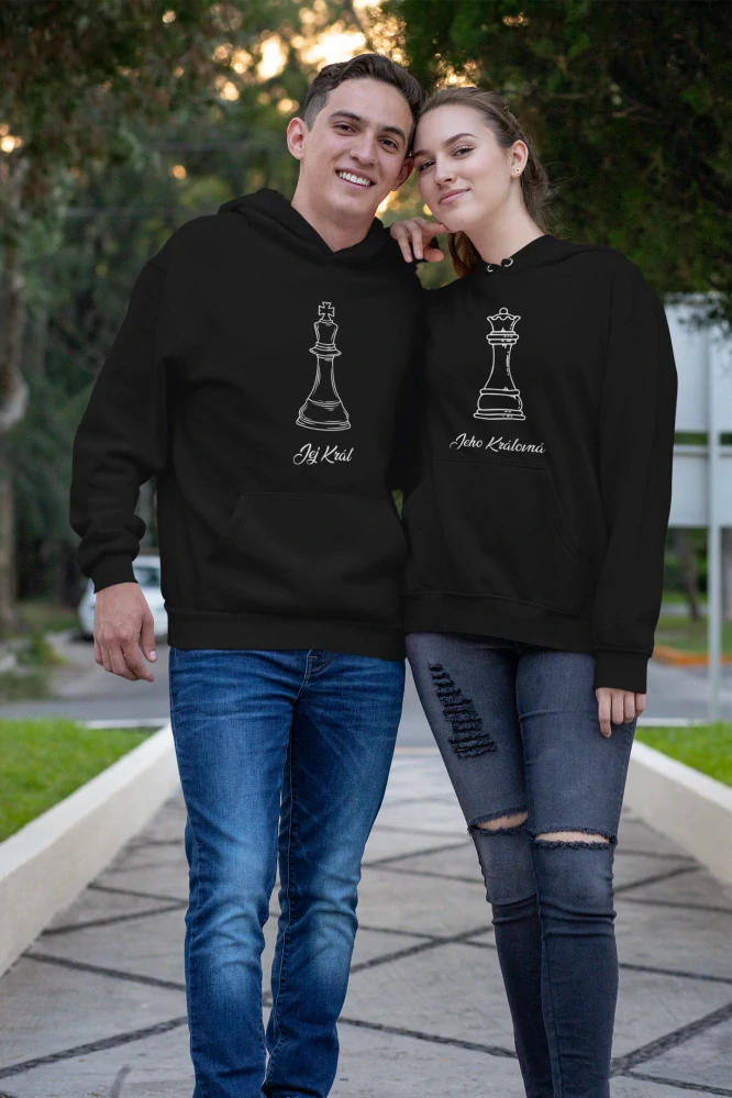 Set párové mikiny s potlačou Jej kráľ/Jeho kráľovná