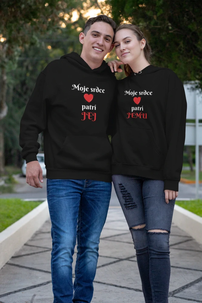 Set párové mikiny s potlačou Moje srdce patrí JEJ/Moje srdce patrí JEMU