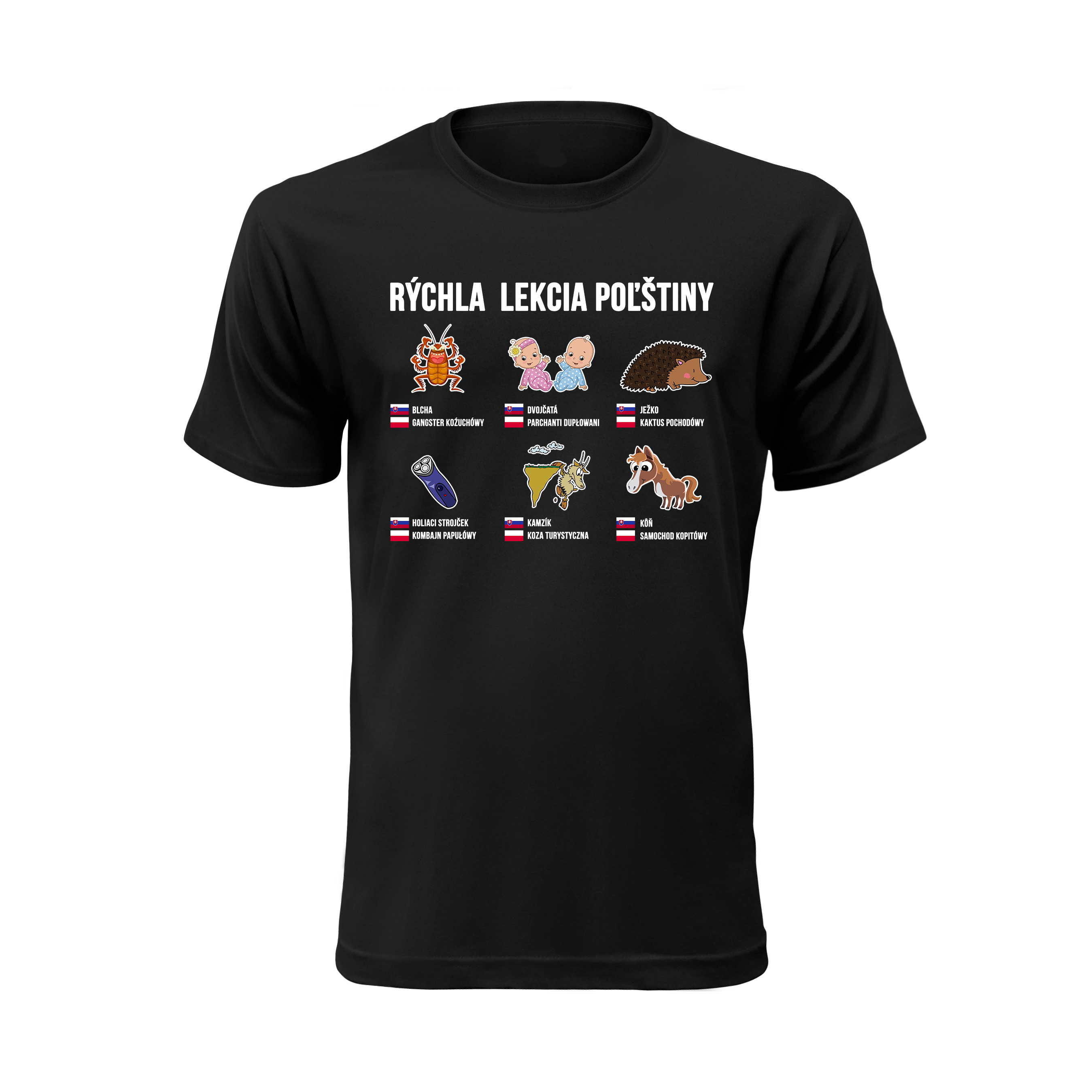 Vtipné tričko s potlačou "Rýchla lekcia poľštiny" (Tričko s kvalitnou potlačou)