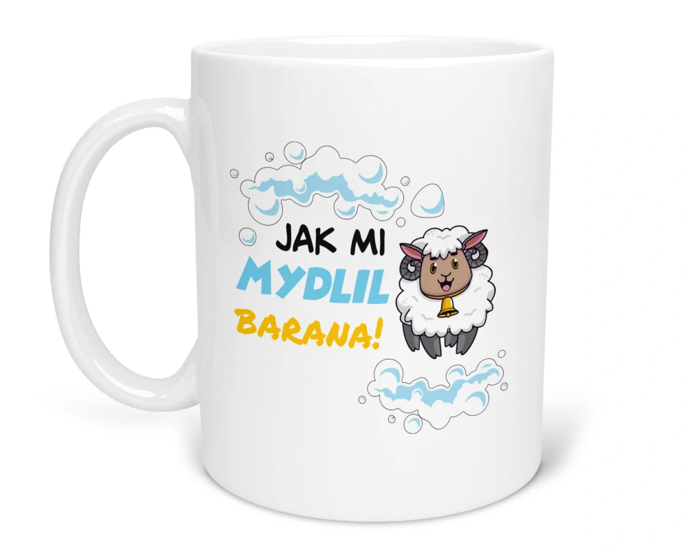 Hrnček s potlačou "Jak mi mydlil barana!"