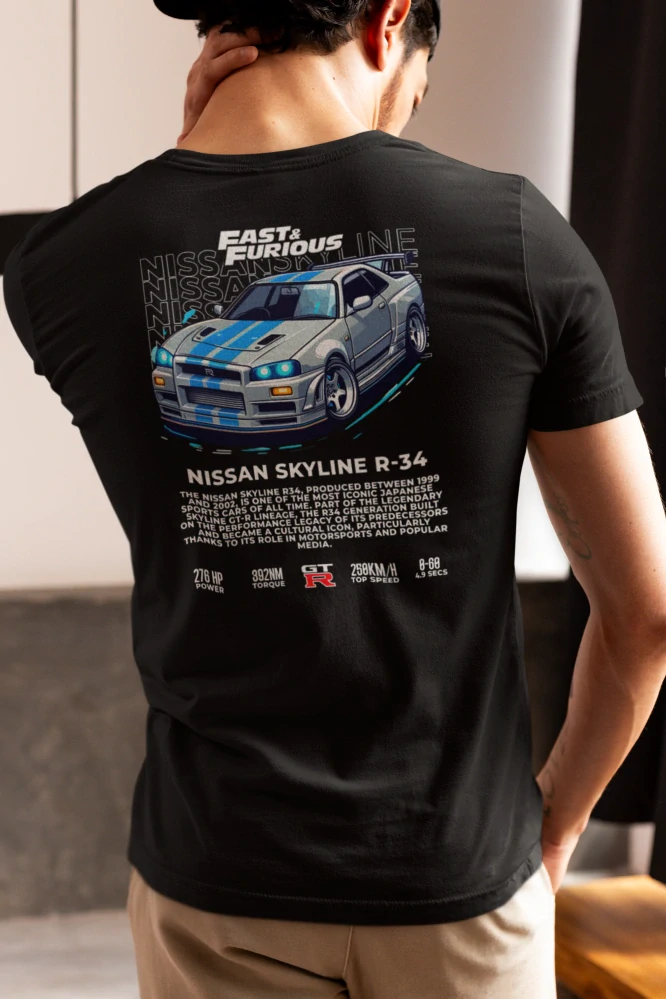 Autičkárske tričko SKYLINE GTR34 (Kvalitné tričko s potlačou)