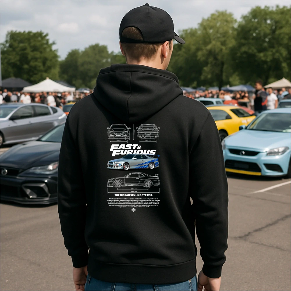 Mikina s potlačou NISSAN SKYLINE R34 FAST AND FURIOUS