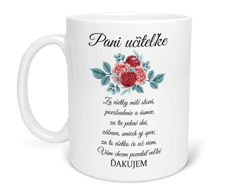 Darček pre pani učiteľku hrnček s potlačou Pani učiteľke