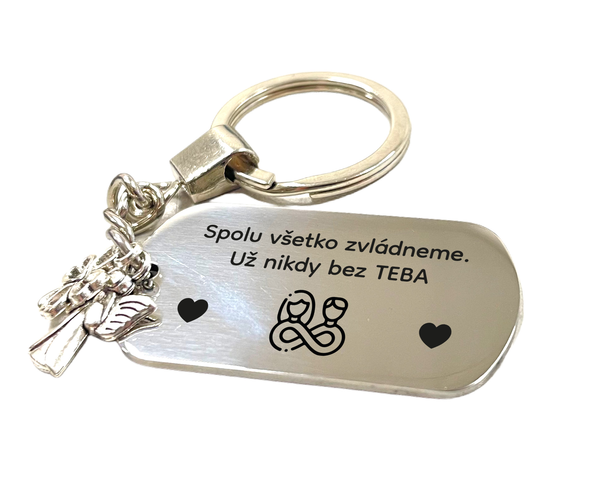 Kľúčenka z nerezovej ocele "Spolu všetko zvládneme, už nikdy bez teba"