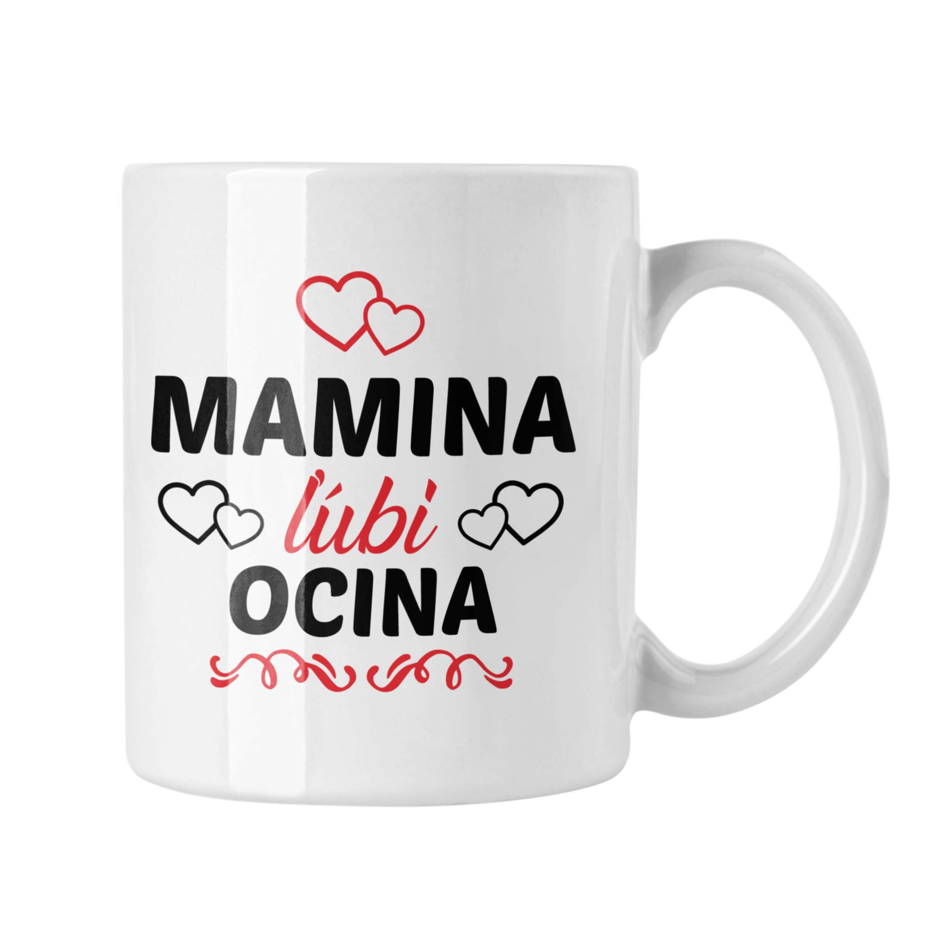 Hrnček s potlačou Mamina ľúbi Ocina