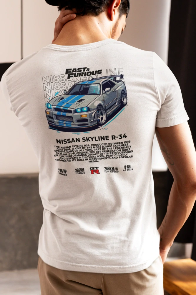 Autičkárske tričko SKYLINE GTR34 (Kvalitné tričko s potlačou)
