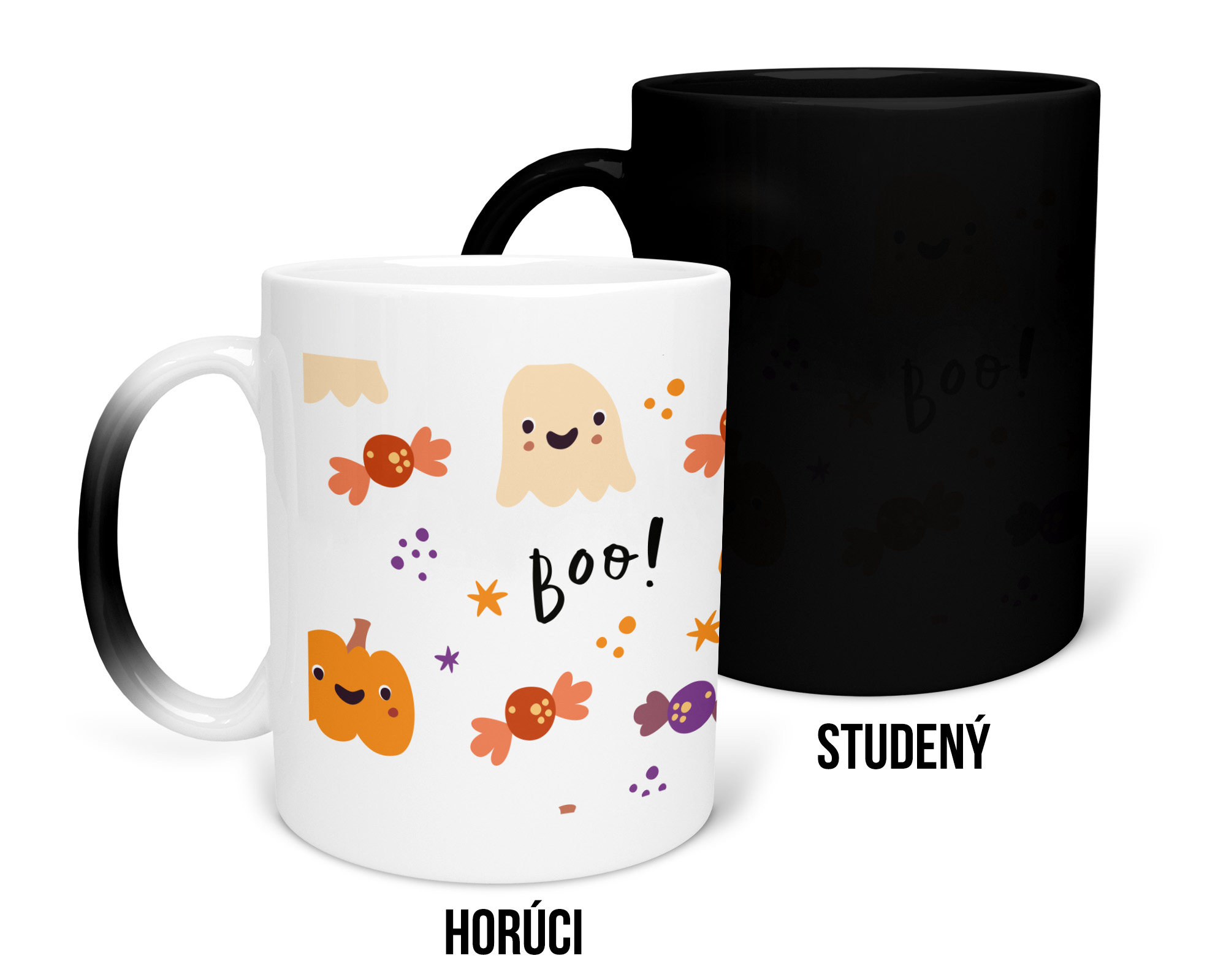 Hrnček s potlačou "BOO!" s menom na želanie