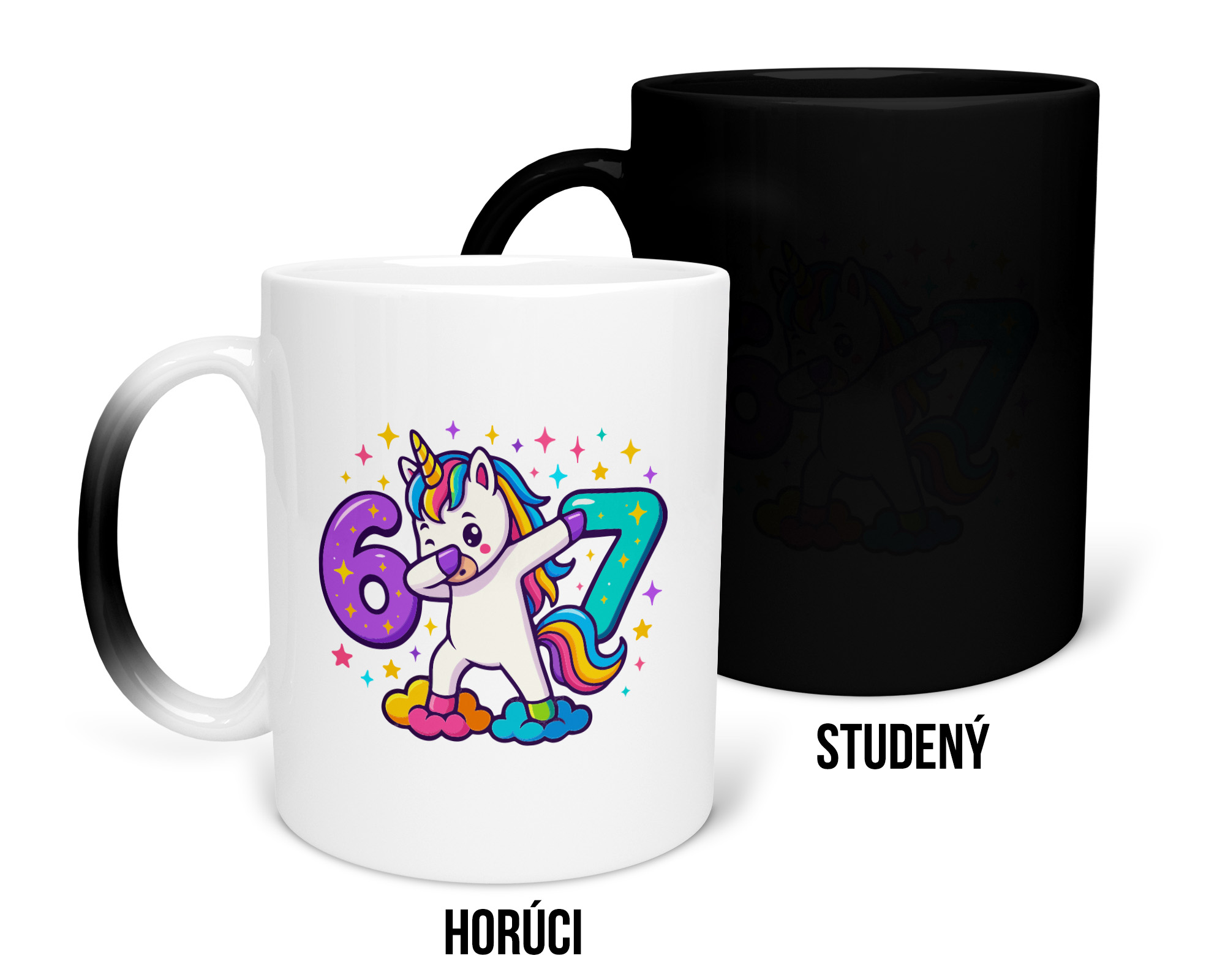 Hrnček s potlačou "Six seven jednorožec"