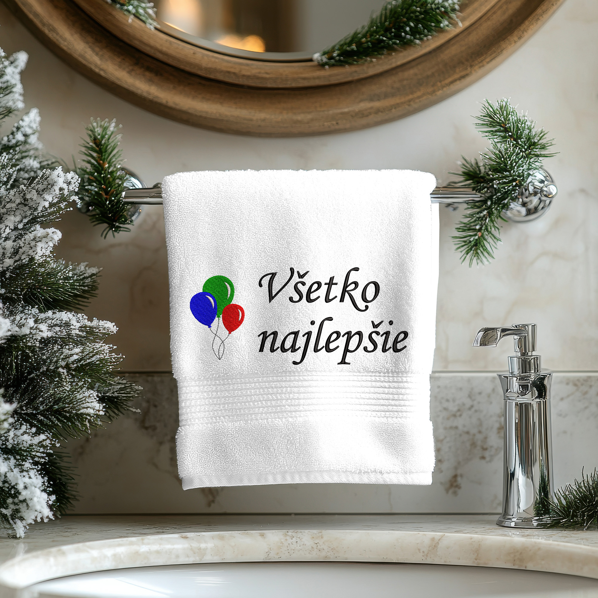 Osuška s výšivkou Všetko najlepšie