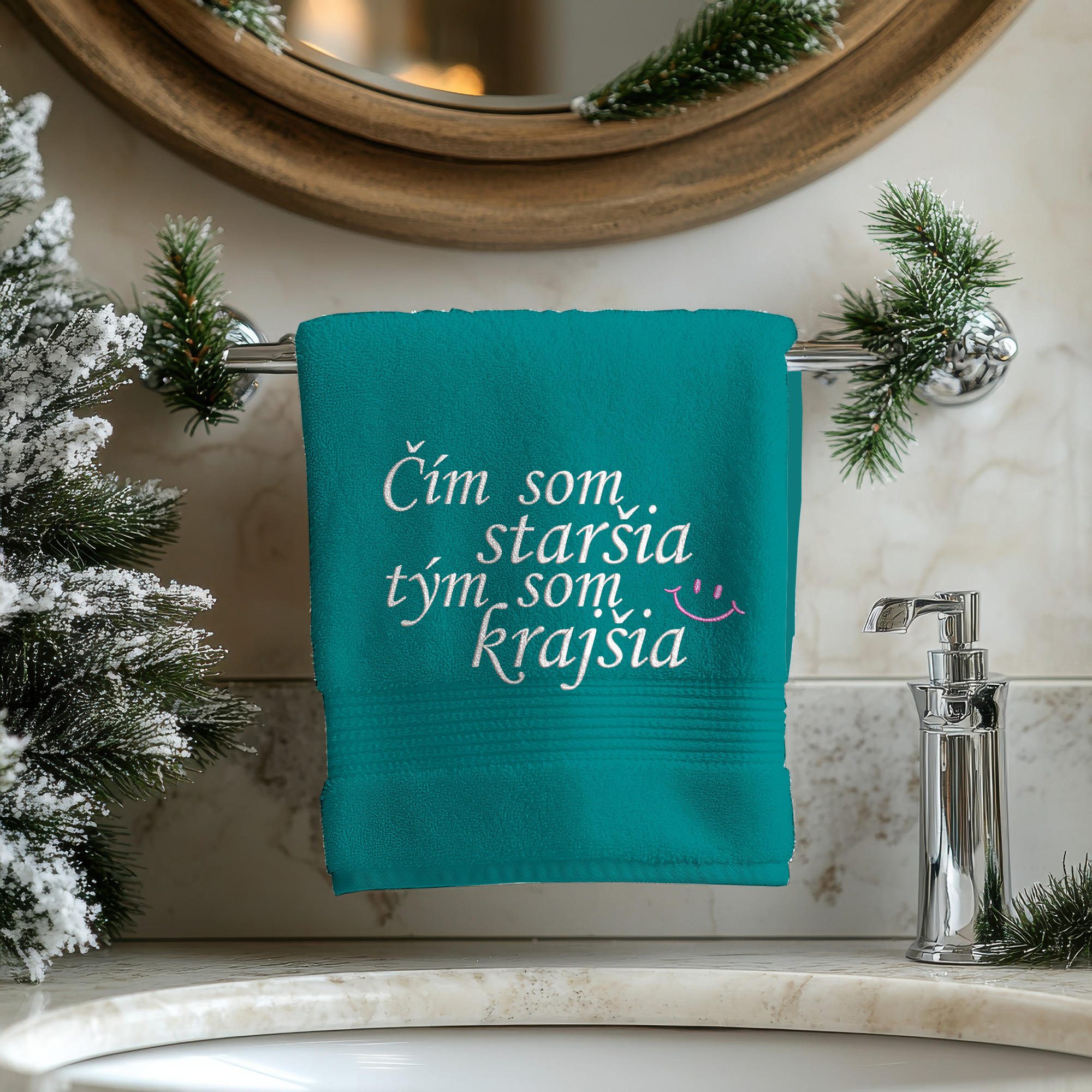 Osuška s výšivkou Čím som staršia tým som krajšia