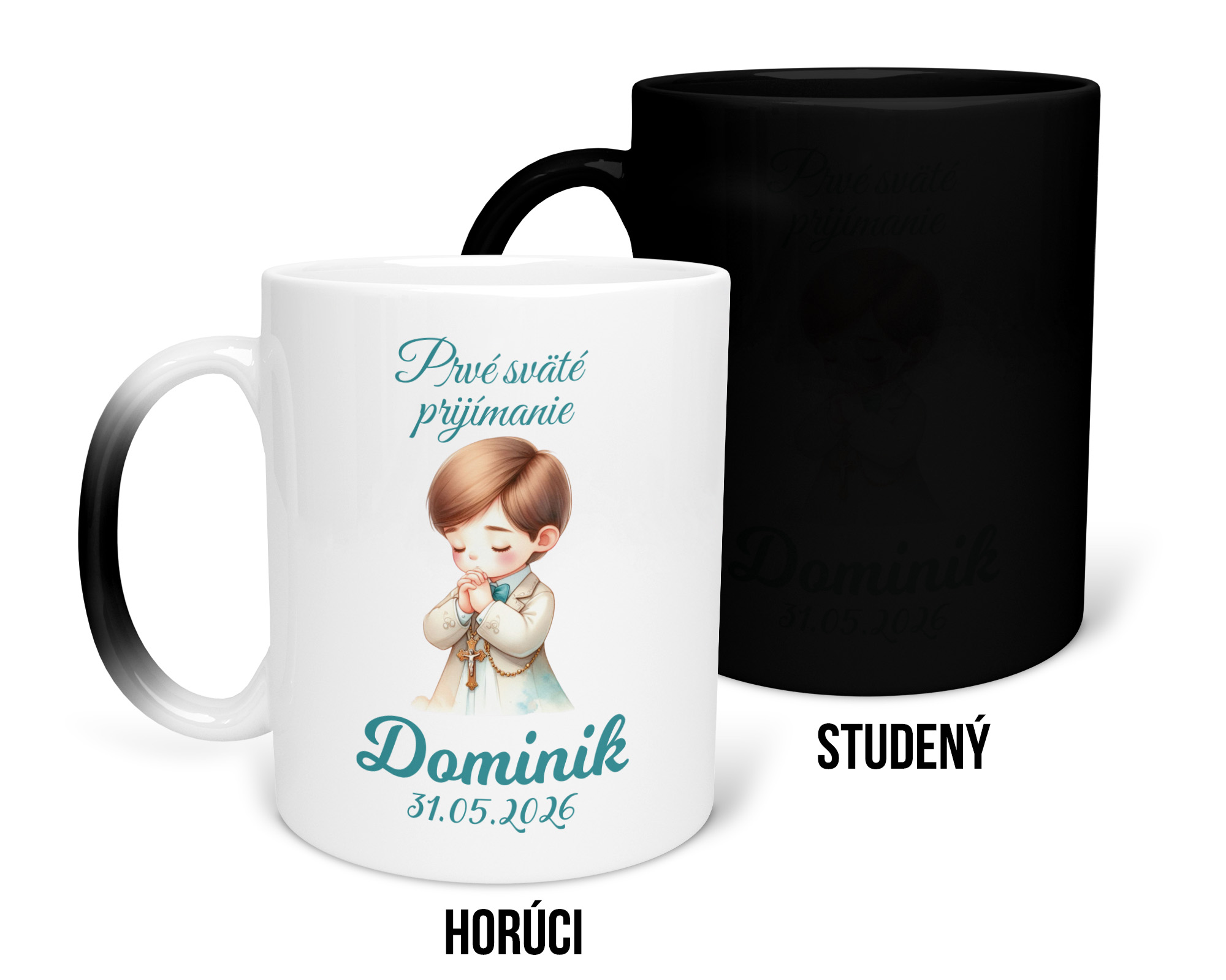 Darček k 1. svätému prijímaniu hrnček s potlačou Prvé sväté prijímanie s menom a dátumom na želanie