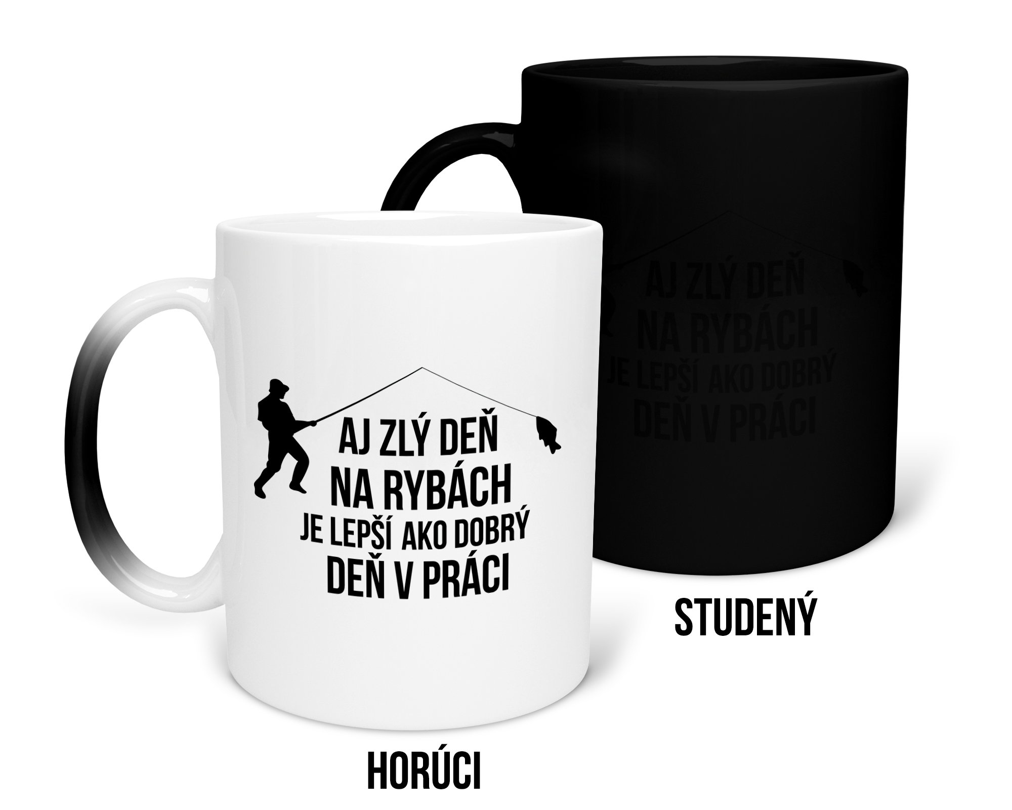 Hrnček s potlačou Zlý deň na rybách
