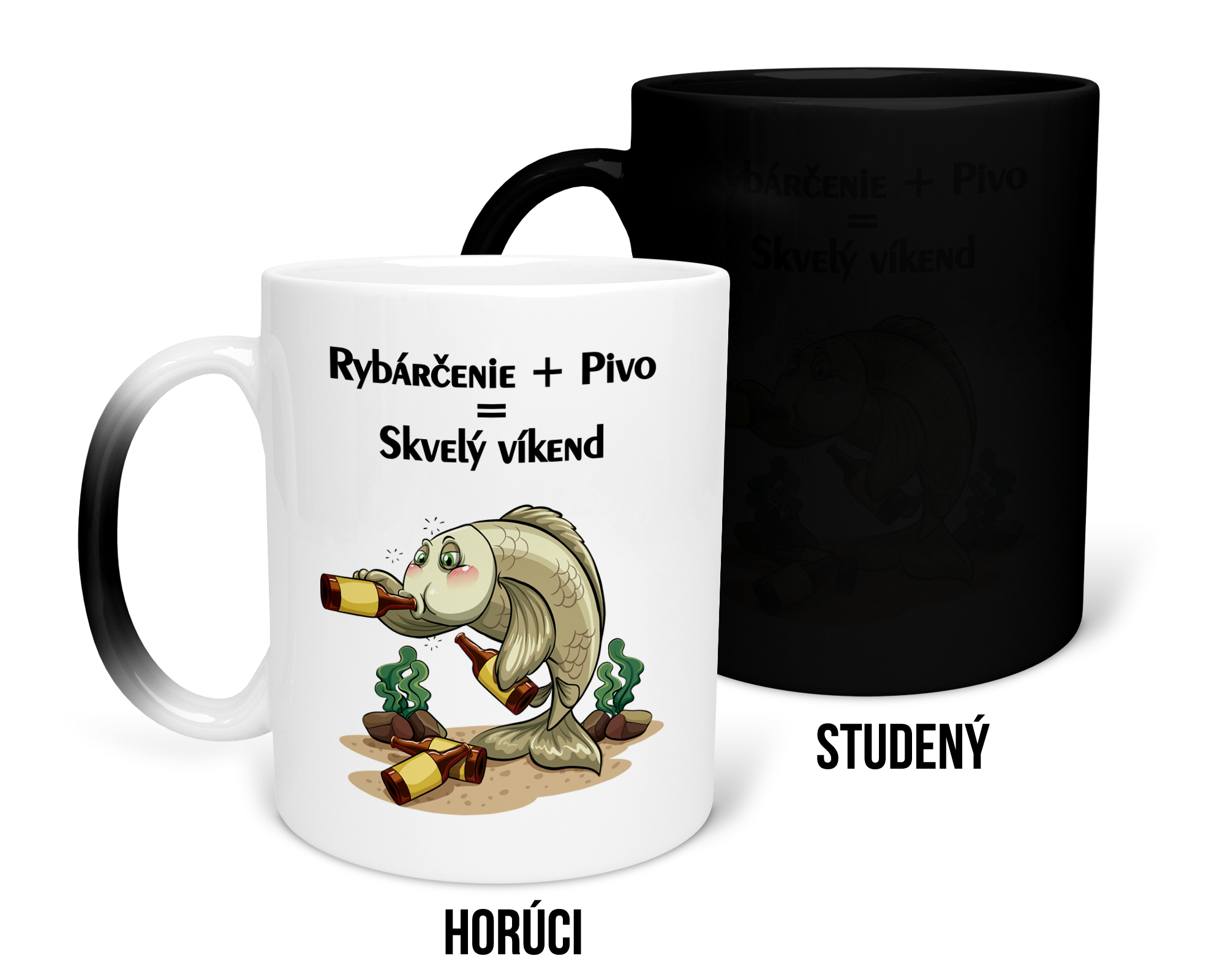 Hrnček s potlačou Rybárčenie + Pivo