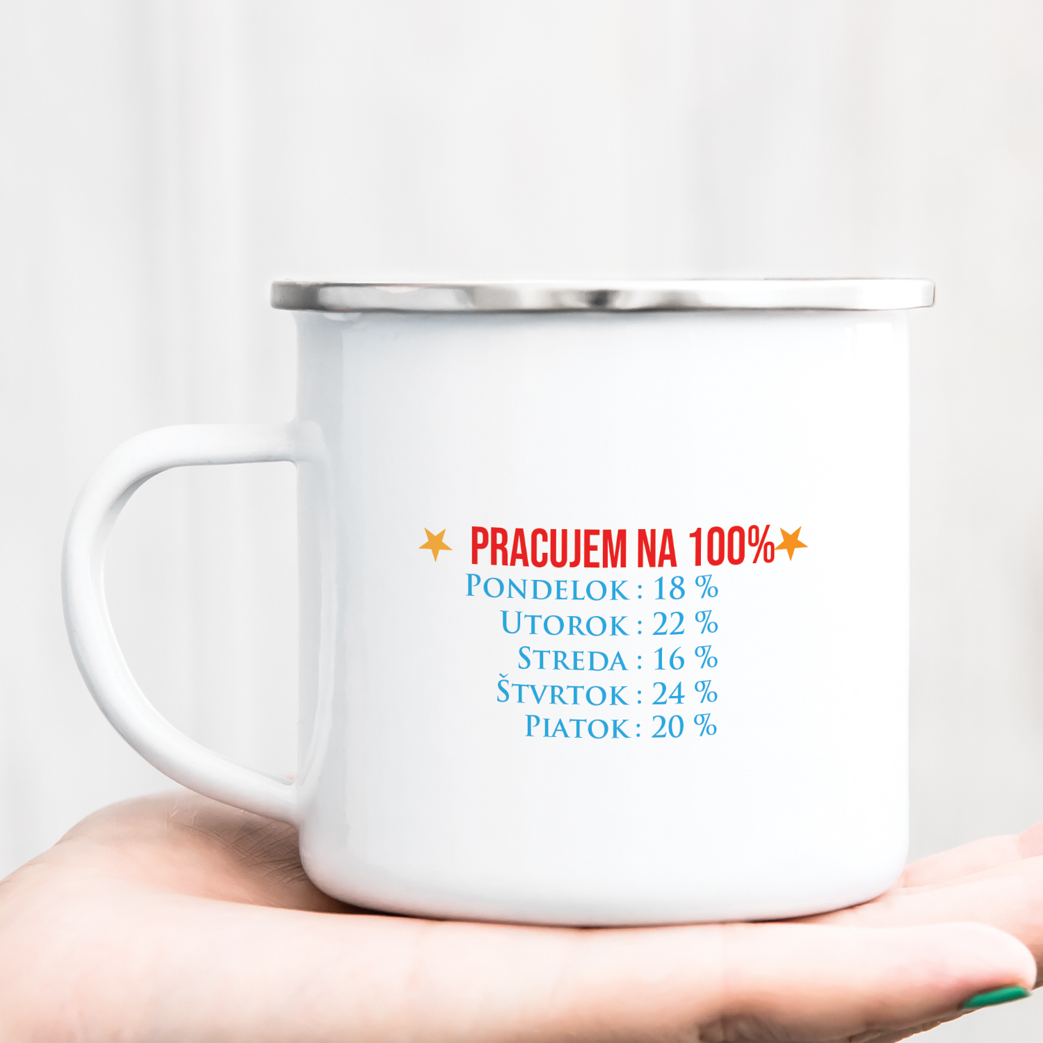 Hrnček s potlačou Pracujem na 100%