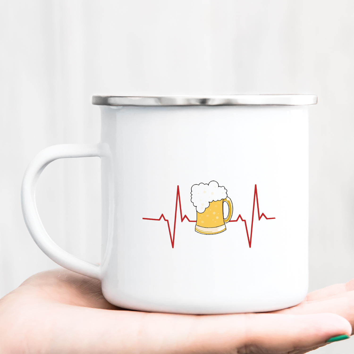 Hrnček s potlačou EKG Pivo