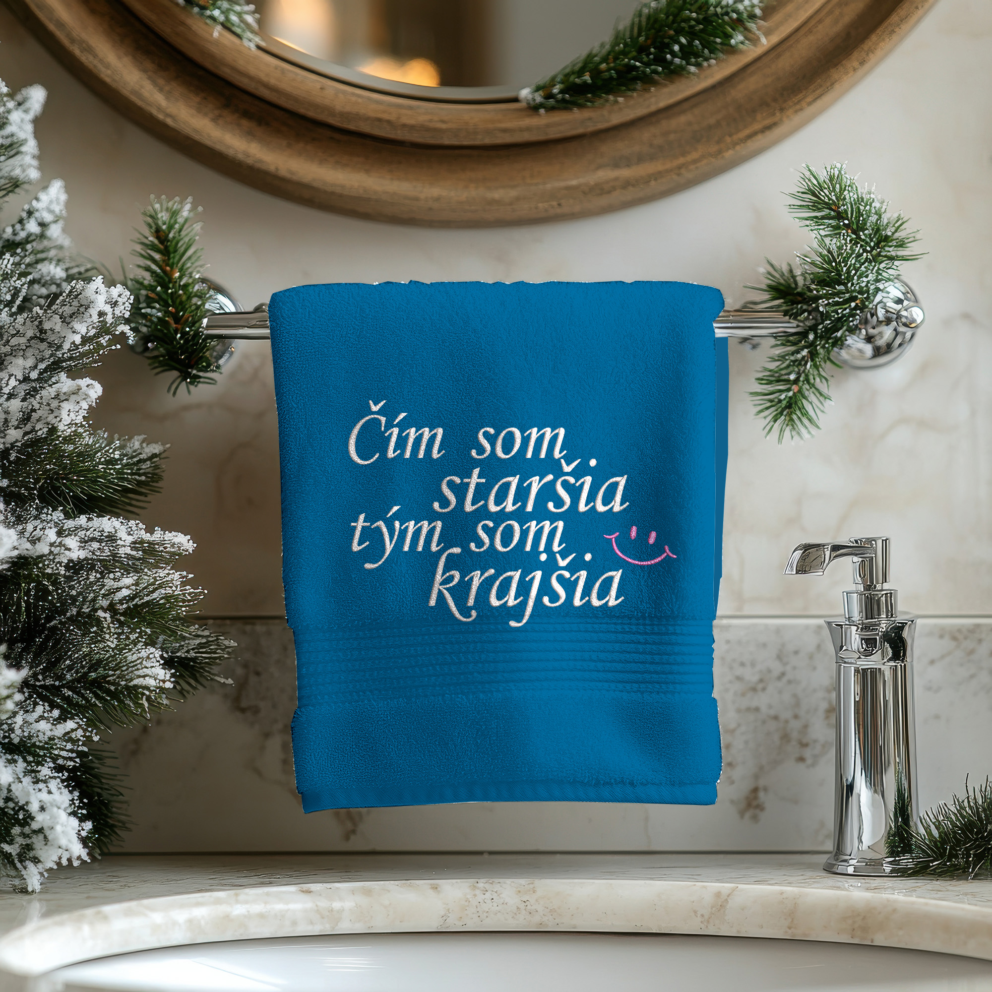 Osuška s výšivkou Čím som staršia tým som krajšia