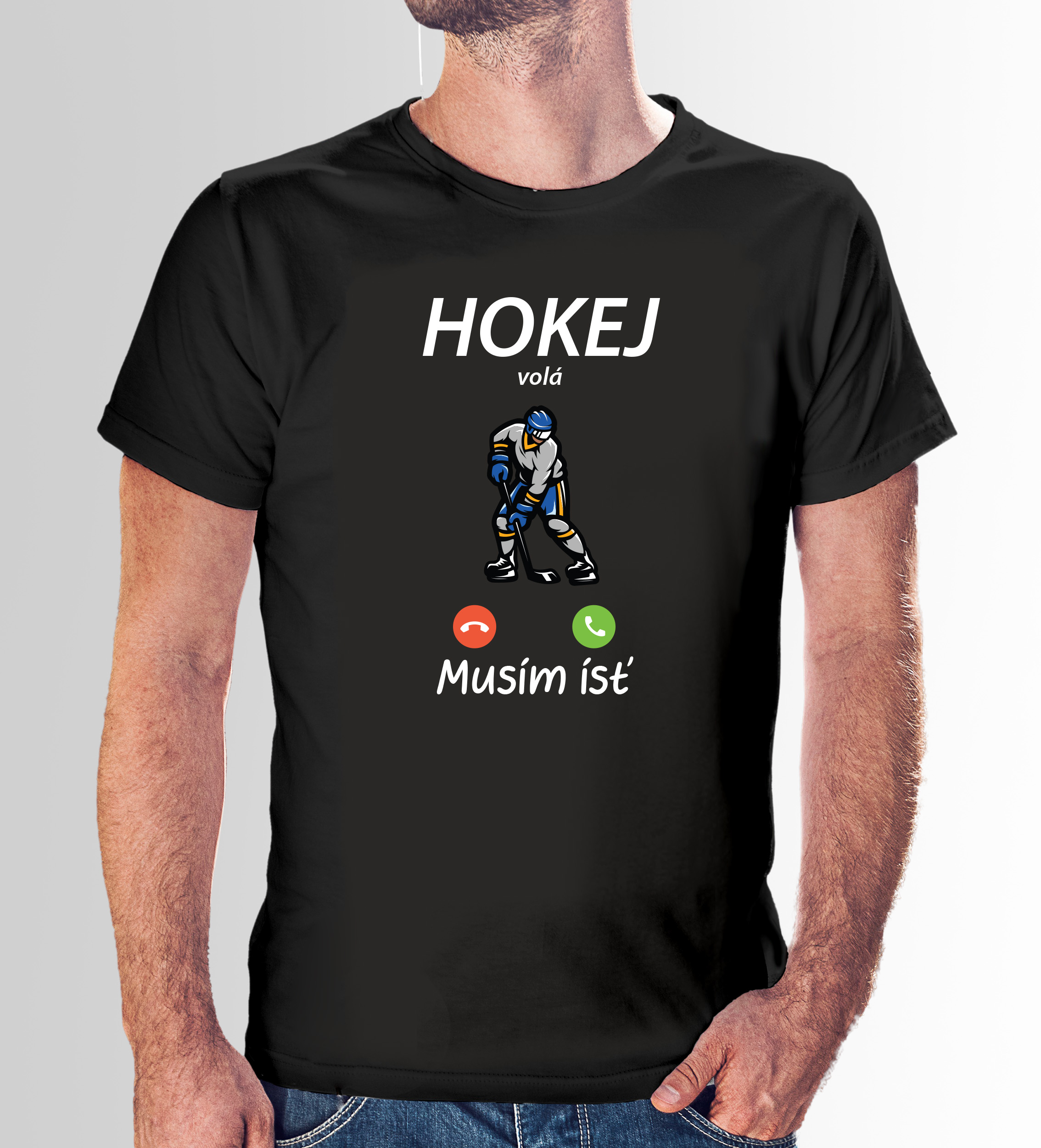 Vtipné tričko s potlačou "Hokej volá, musím ísť"