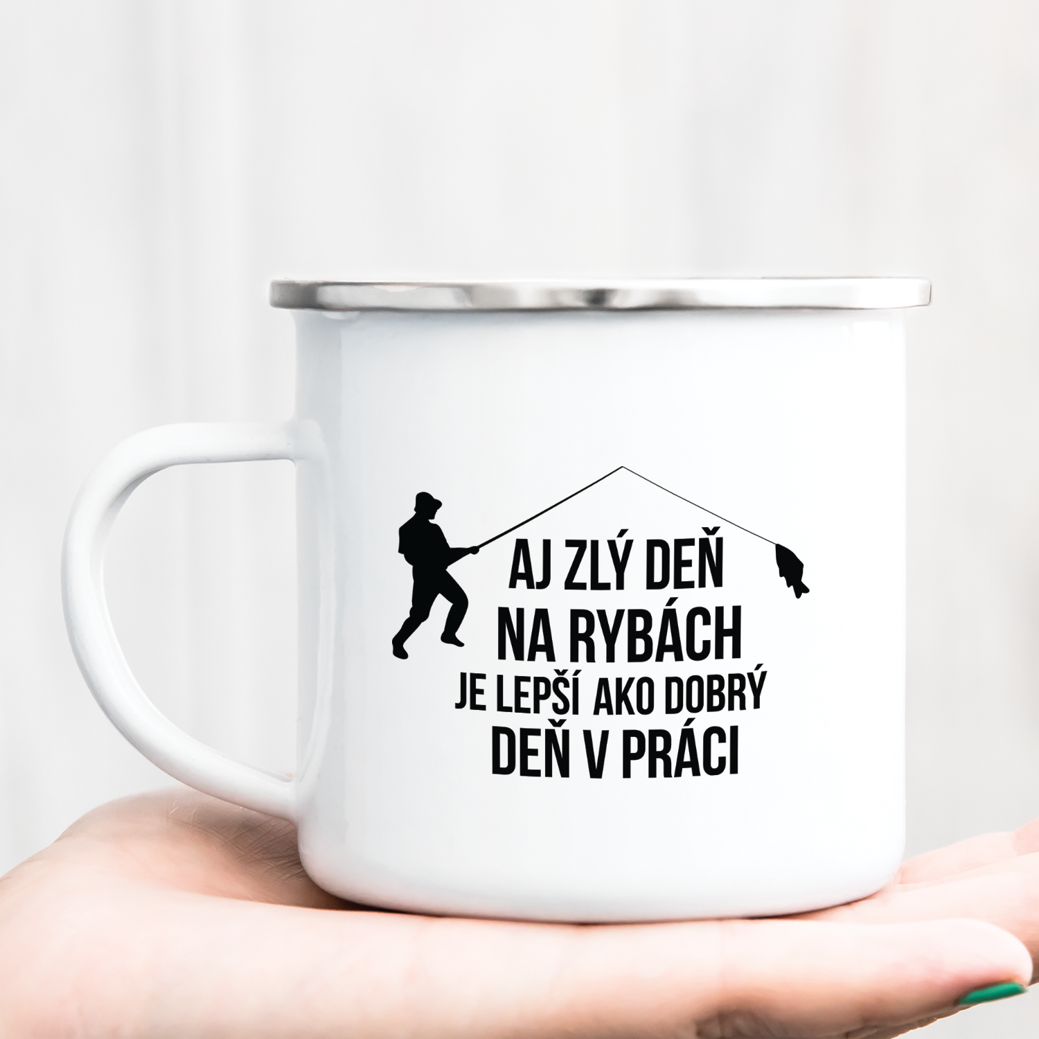 Hrnček s potlačou Zlý deň na rybách