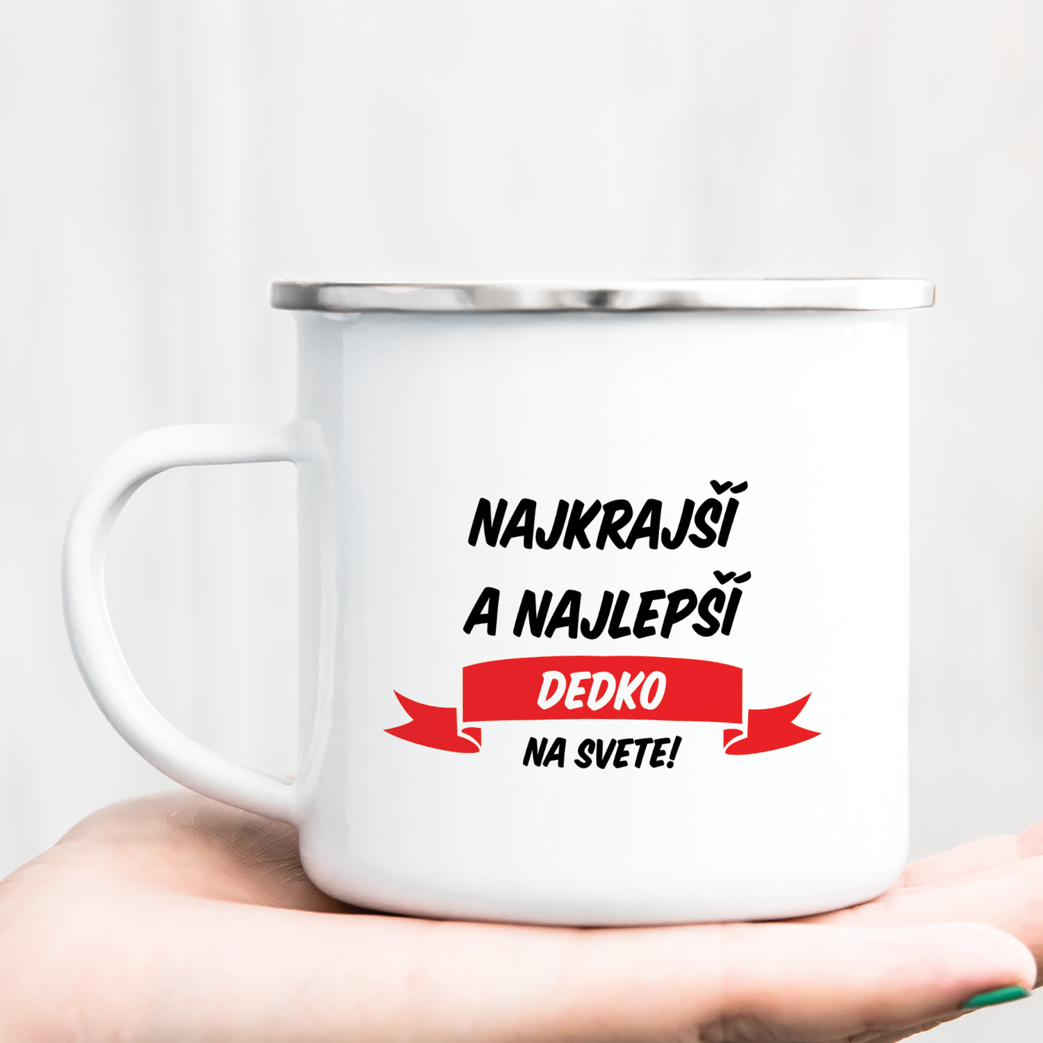 Hrnček s potlačou Najkrajší a najlepší dedko na svete - stužka