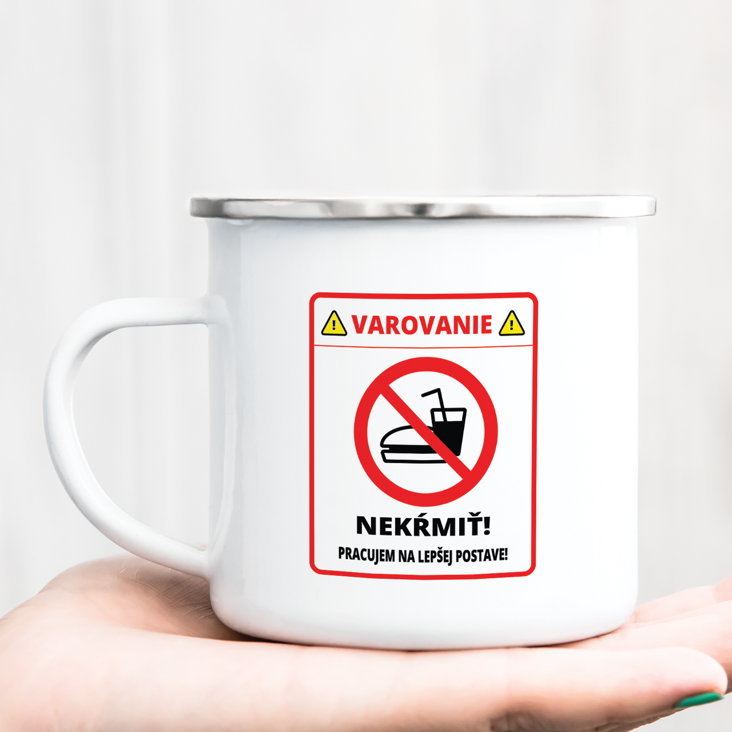 Hrnček s potlačou Varovanie