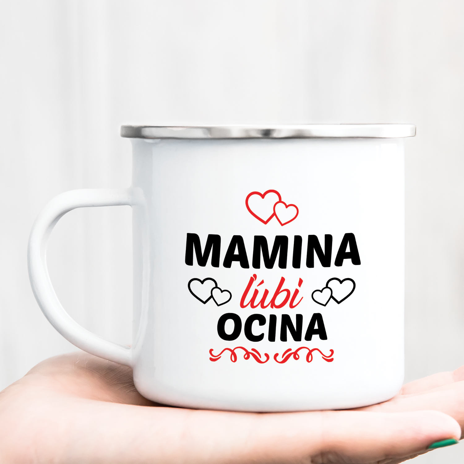 Hrnček s potlačou Mamina ľúbi Ocina