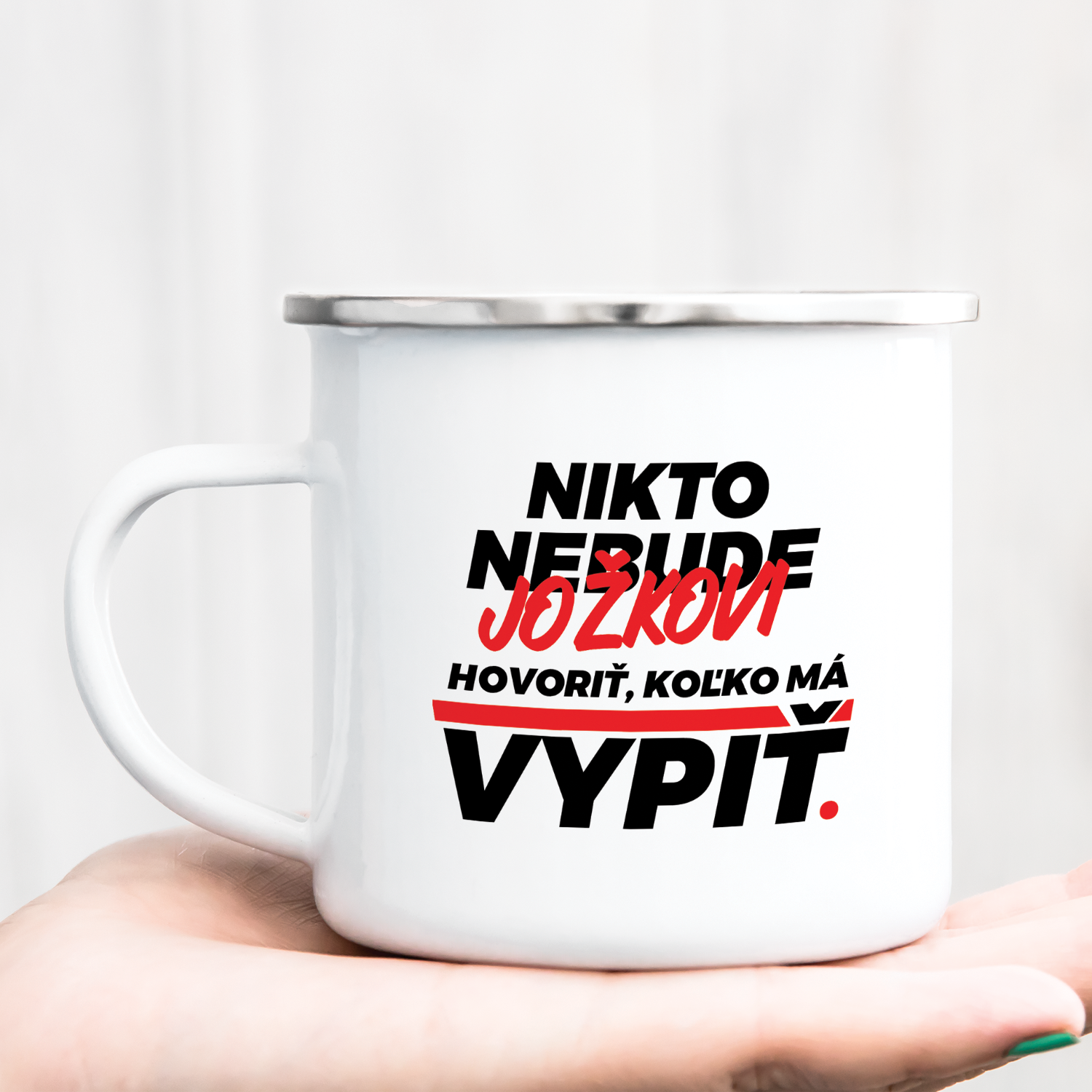 Hrnček s potlačou Redizajn Nikto nebude jožkovi hovoriť