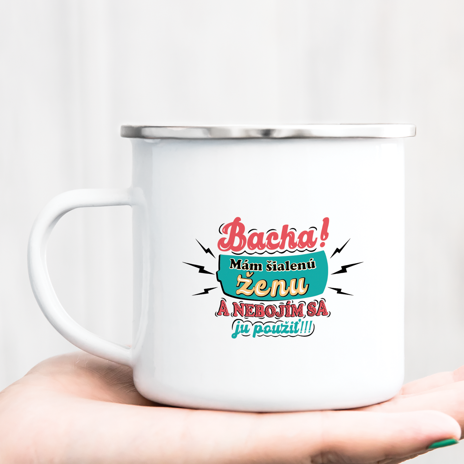 Hrnček s potlačou Bacha! Mám šialenú ženu 1