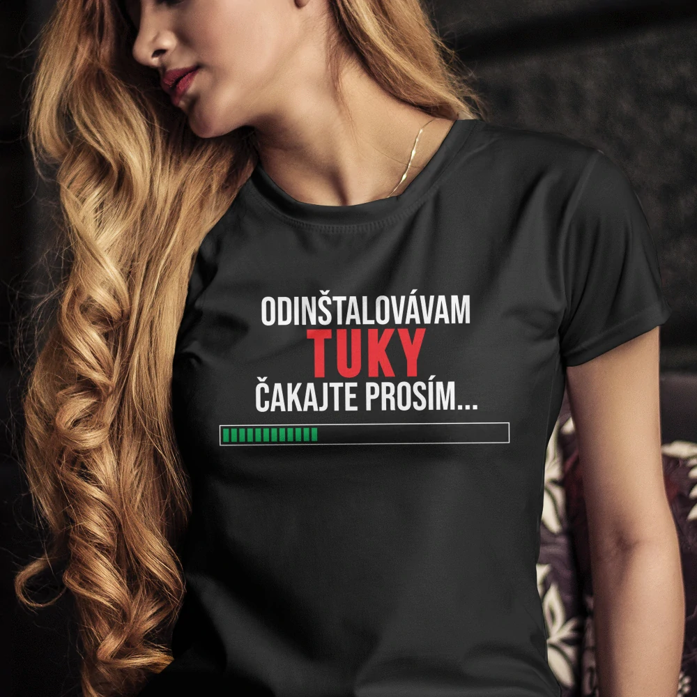 Vtipné tričko s potlačou "Odinštalovávam tuky" (Tričko s kvalitnou potlačou)