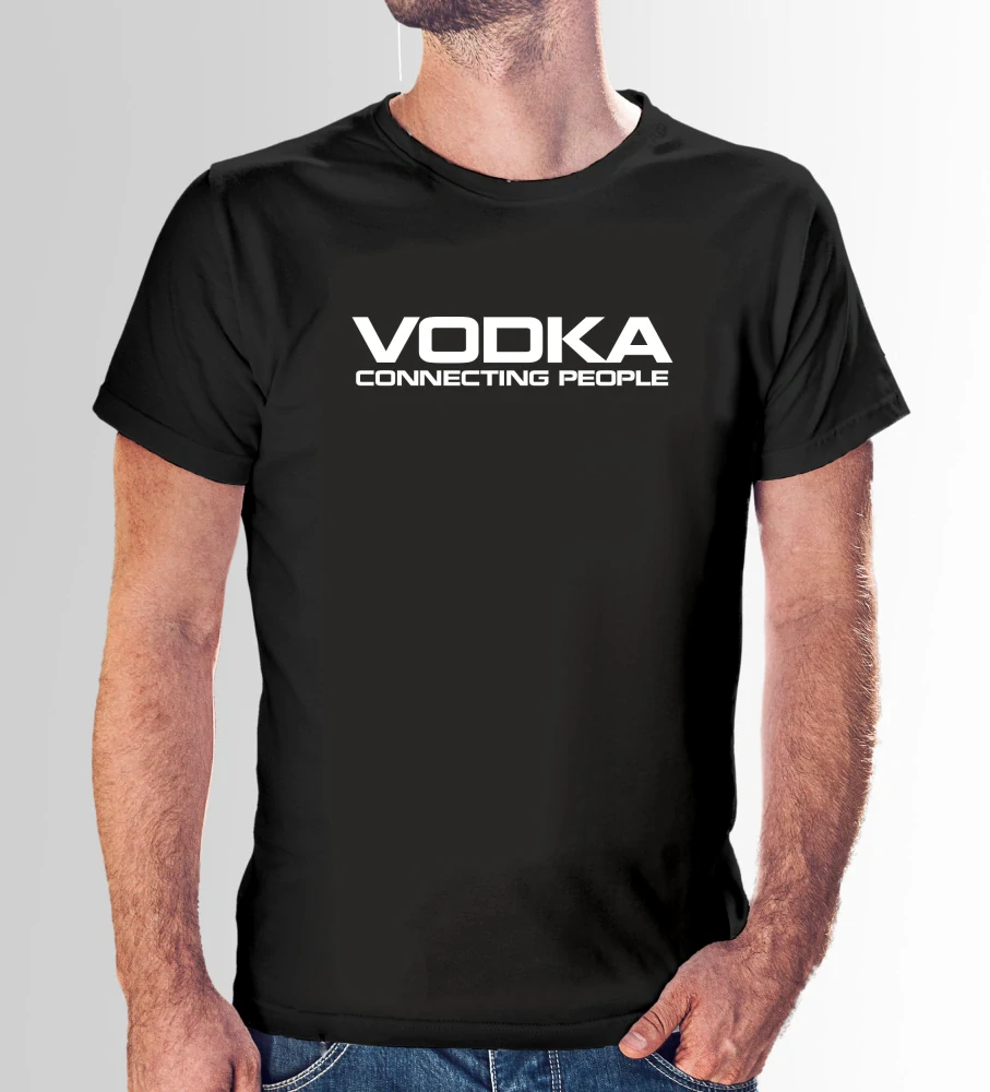 Vtipné tričko s potlačou "Vodka connecting people"