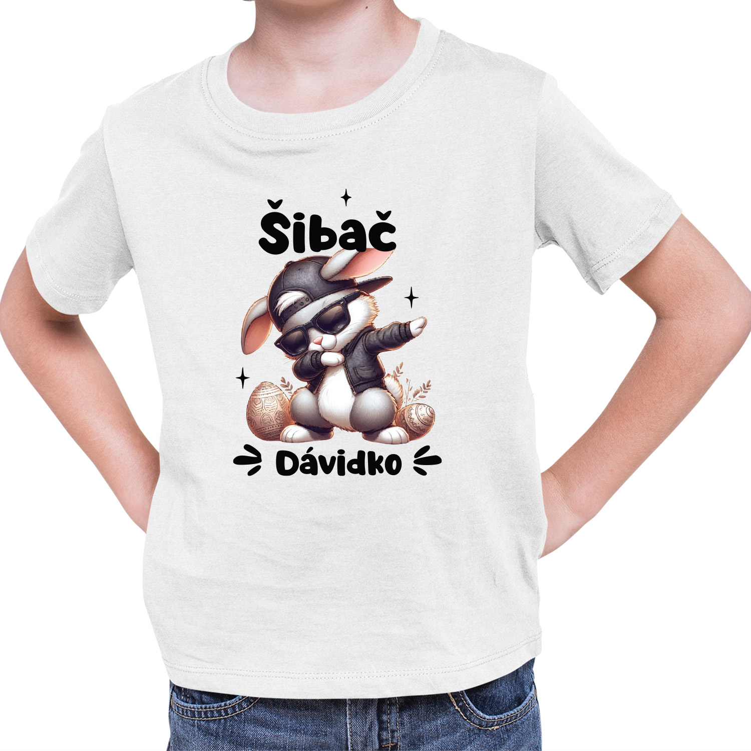 Vtipné tričko s potlačou "Šibač s menom na želanie"