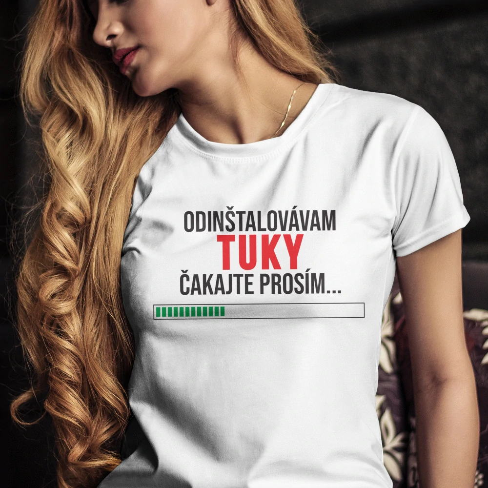 Vtipné tričko s potlačou "Odinštalovávam tuky" (Tričko s kvalitnou potlačou)