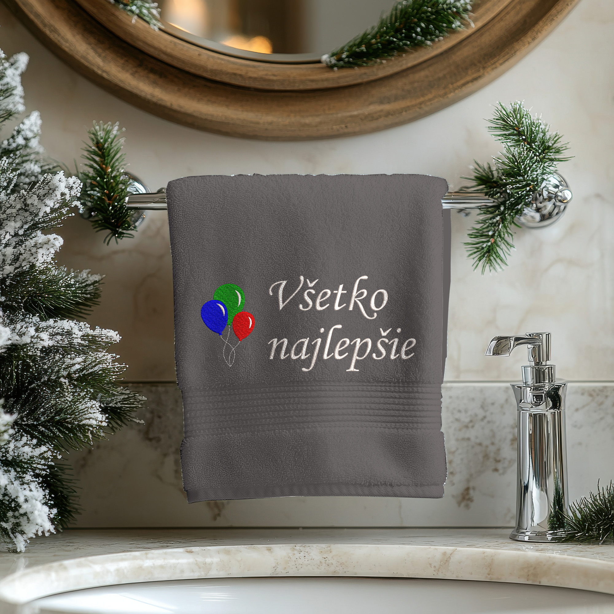 Osuška s výšivkou Všetko najlepšie