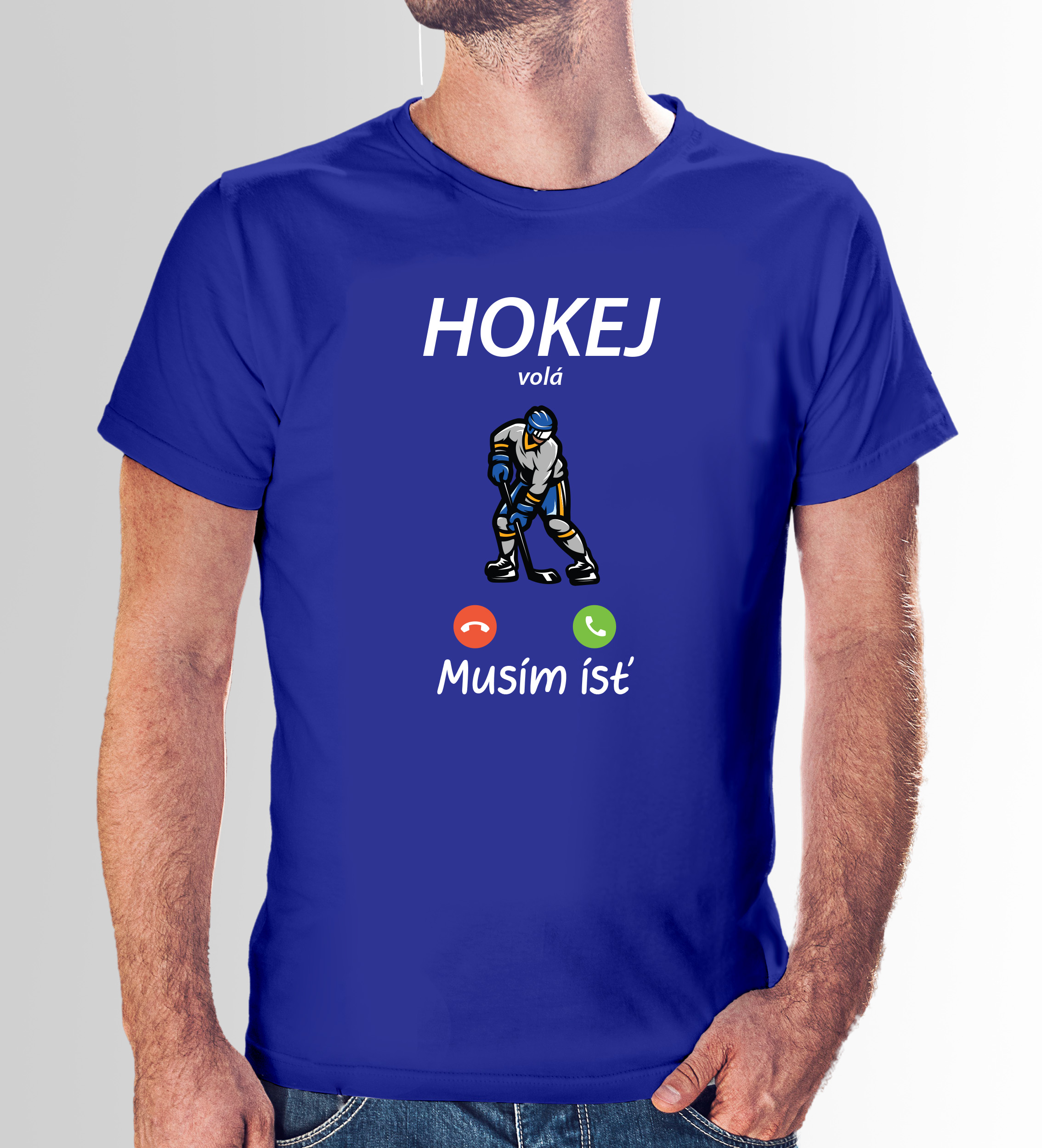 Vtipné tričko s potlačou "Hokej volá, musím ísť"