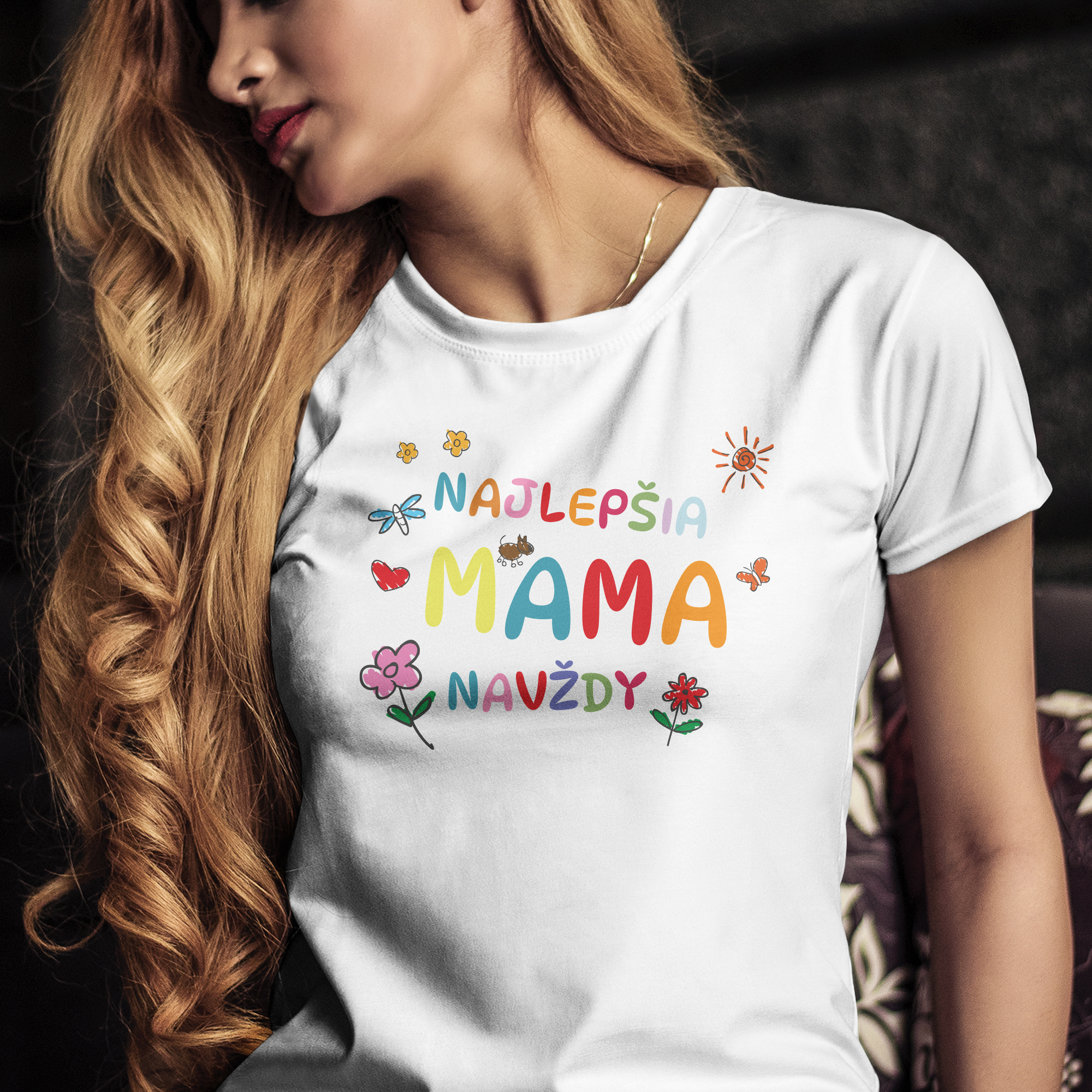Vtipné tričko s potlačou "Najlepšia mama navždy" (Tričko s kvalitnou potlačou)