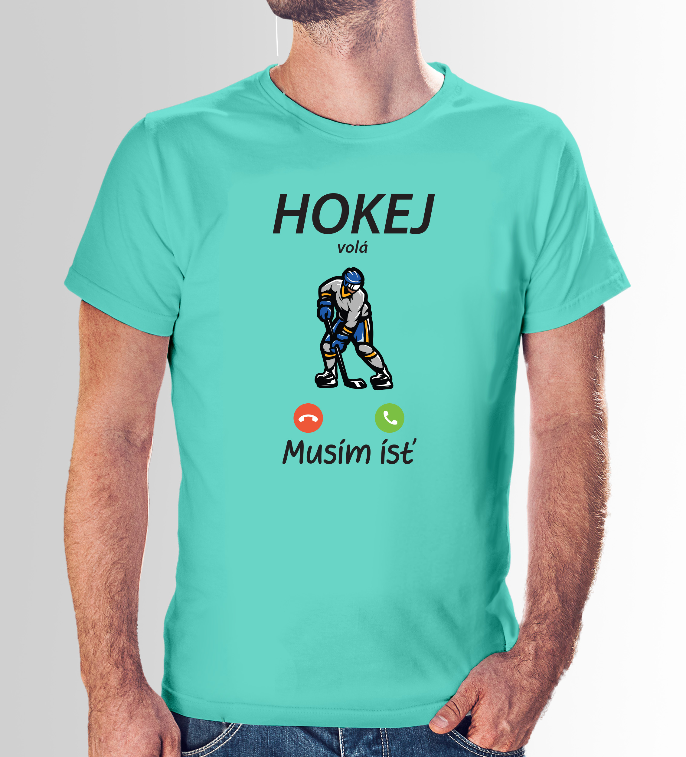 Vtipné tričko s potlačou "Hokej volá, musím ísť"