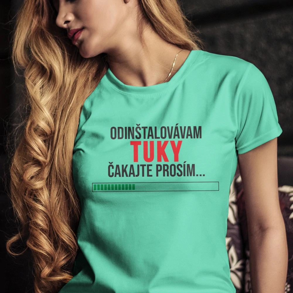 Vtipné tričko s potlačou "Odinštalovávam tuky" (Tričko s kvalitnou potlačou)