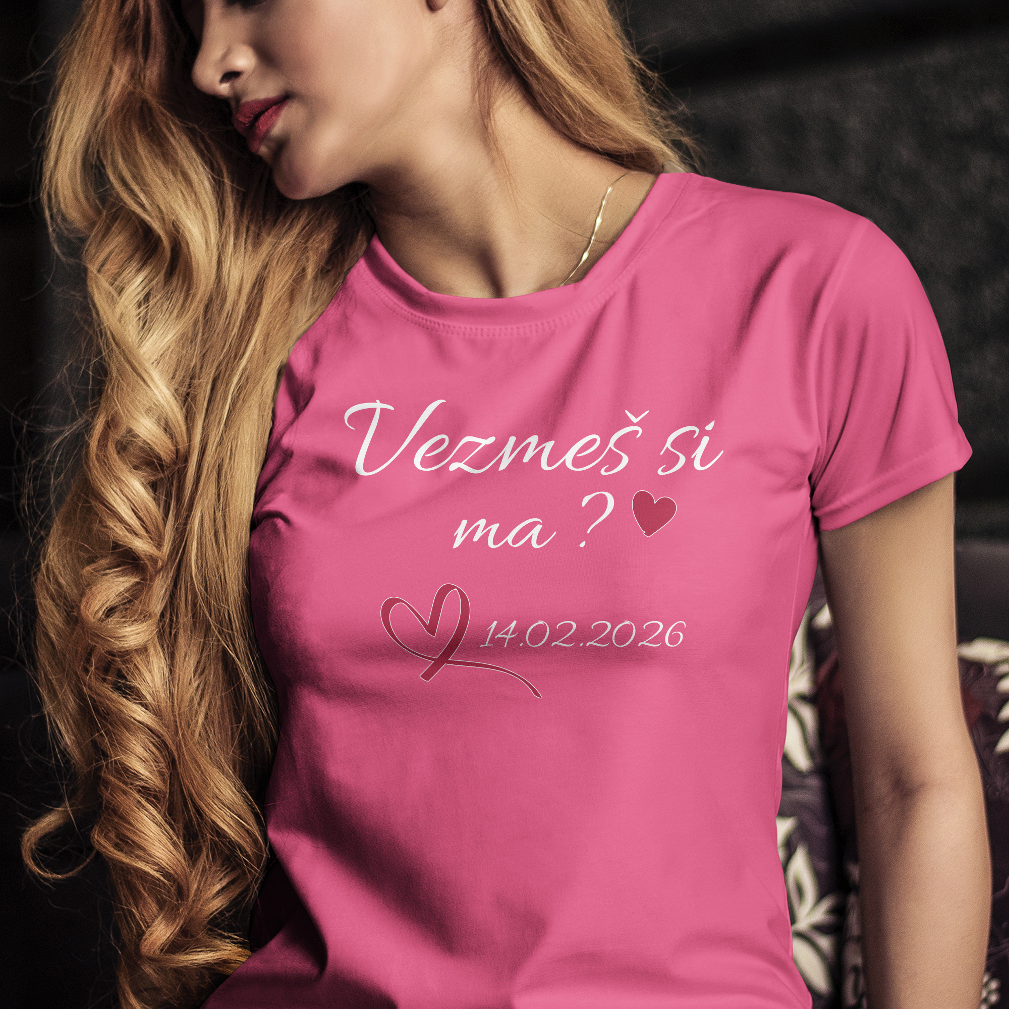 Tričko s potlačou "Vezmeš si ma?" s dátumom na želanie