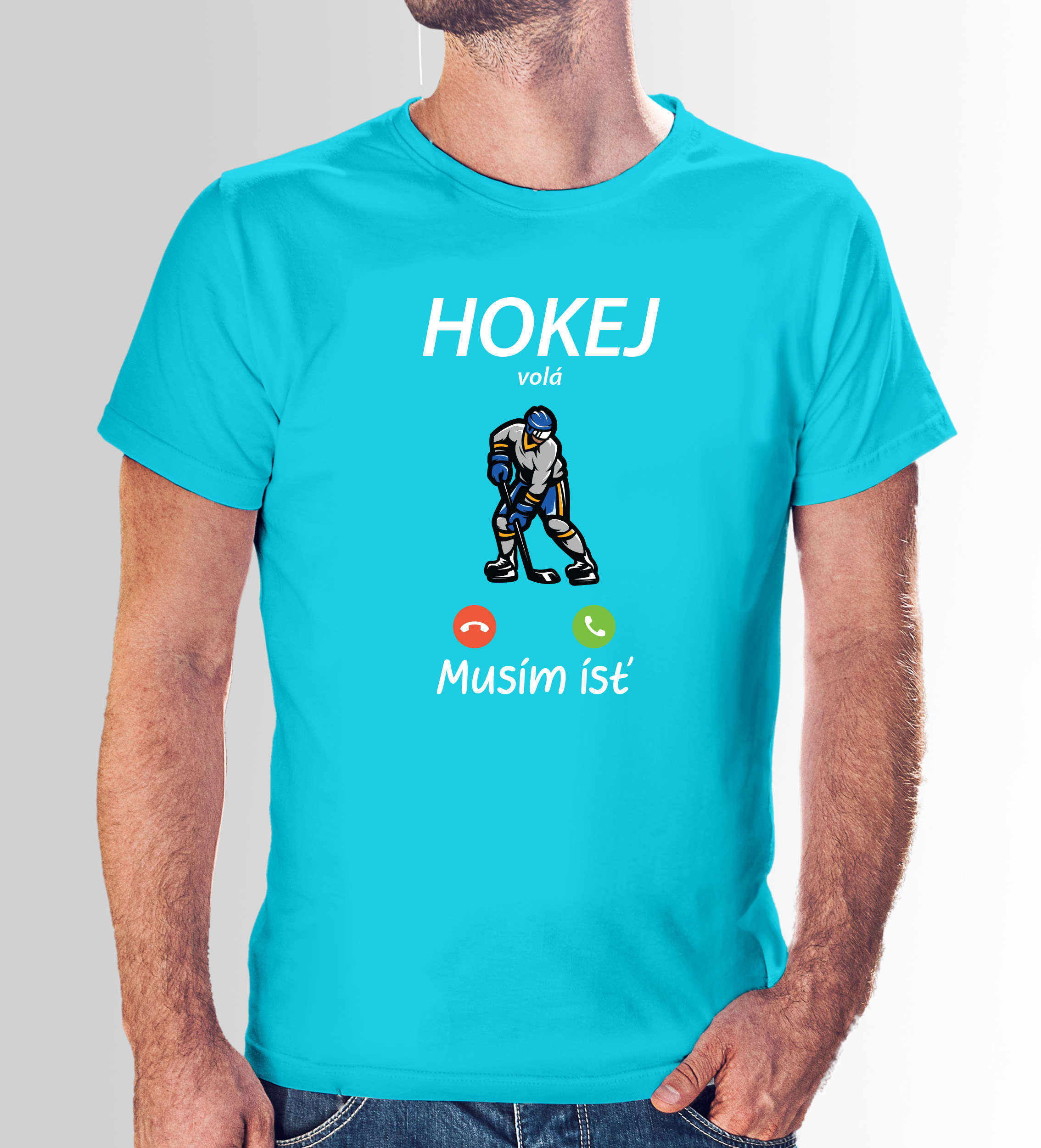 Vtipné tričko s potlačou "Hokej volá, musím ísť"