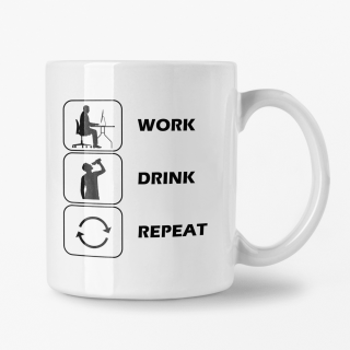 Hrnček s potlačou Work,drink,repeat