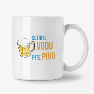 Hrnček s potlačou Šetrite vodu pite pivo