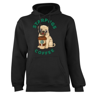 Mikina s potlačou "StarPugs coffee"